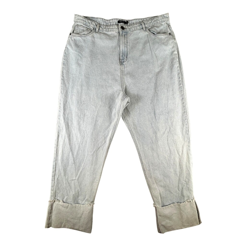 Nasty Gal Jeans Womens 18 Cropped Wide Leg Cuffed High Rise Denim Pants